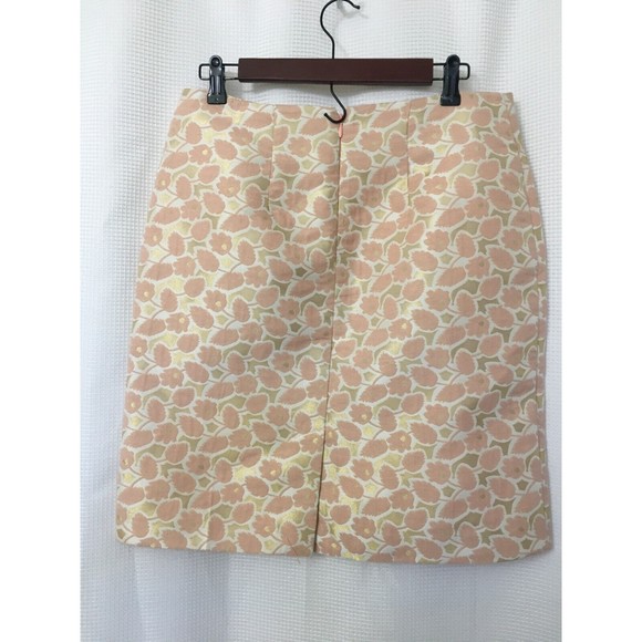 Merona Women Skirt Pencil Straight Sz 8 Peach Gold Metallic Brocade Evening SK5 - Picture 6 of 8